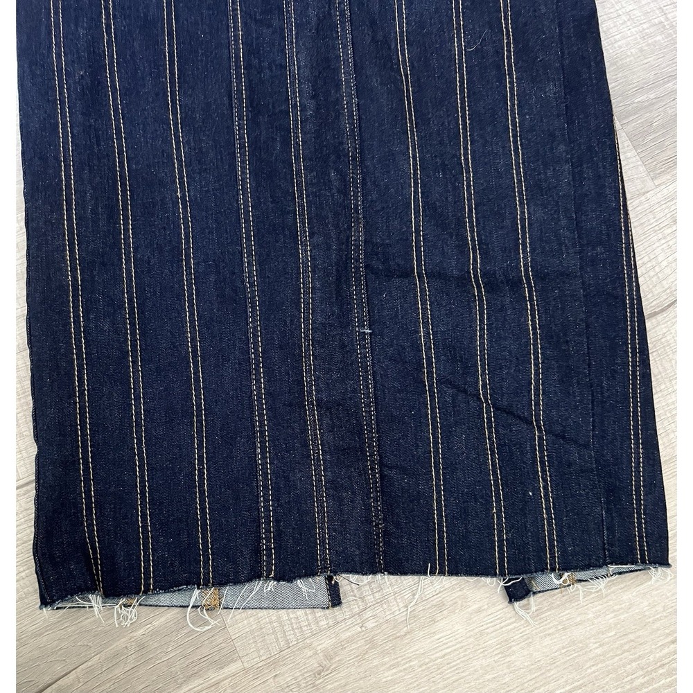 Zara Long Dark Blue Denim Bustier ZW Bodycon Corset Dress Topstitched Size L - Picture 13 of 15